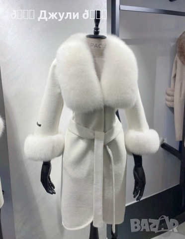 Палто с естествен косъм от сребърна лисица, снимка 4 - Палта, манта - 52146007