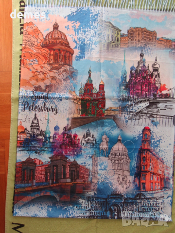 Фин двулицев шал с принт кашмир и вълна от Сант Петербург,Русия