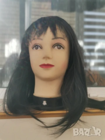 Нова средна дължина черна перука с бретон - 45 см - мод.5 →, снимка 4 - Аксесоари за коса - 50919387