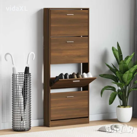 vidaXL Шкаф за обувки, кафяв дъб, 59x17x150 см, инженерно дърво, снимка 2 - Шкафове - 56147122