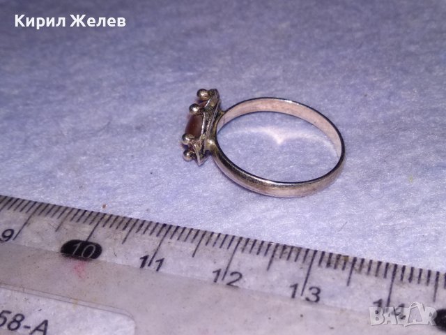 СРЕБЪРЕН АР ДЕКО СТИЛ СКЪПОЦЕНЕН ПРЪСТЕН СРЕБРО 925 с ШЛИФОВАН КАМЪК РОЗОВО КОТЕШКО ОКО 21661, снимка 5 - Пръстени - 41637842