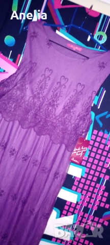 Дамска Рокля М размер в Лилаво Циклама с бродерия, снимка 4 - Рокли - 52559009