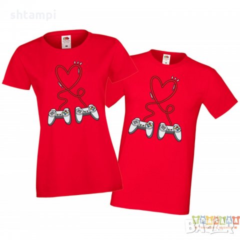 Tениски за влюбени Свети Валентин Gamercontroler Heart Valentines day, снимка 2 - Тениски - 35718325