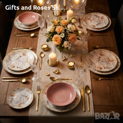 Порцеланов сервиз за хранене с цветя - 18 части, снимка 2 - Сервизи - 53602653