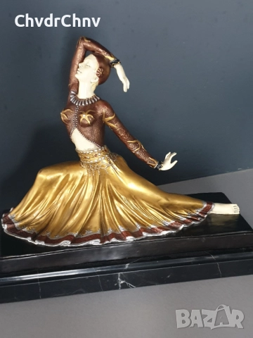 30см-9кг Chiparus статуетка/френска бронзова скулптура/Арт Деко фигура кабаретна танцьорка-балерина, снимка 3 - Статуетки - 52457609