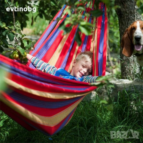 Голям цветен хамак с красиви и цветни шарки/ Размер: 190 х 80 см; / Цвят: Червен, снимка 7 - Градински мебели, декорация  - 53864669
