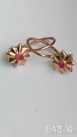 Антикварни руски златни обеци СССР с рубини