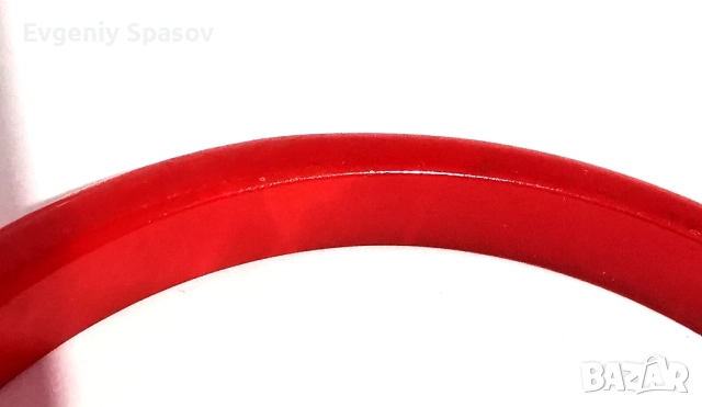 Ретро Гривна Фатуран Истински Бакелит от 1950те Червен Черешов цвят шарка при осветяване, снимка 9 - Гривни - 51949533