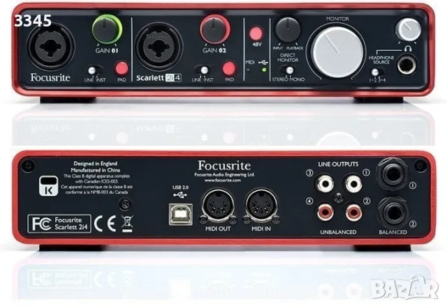 Външен аудио интерфейс Focusrite SCARLETT 2i4 , снимка 4 - Ресийвъри, усилватели, смесителни пултове - 56180929
