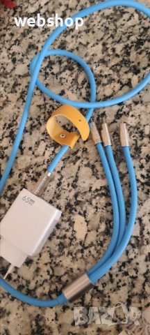 Троен Кабел за бързо зареждане за iPhone, TYPE C и micro USB, Fast charge , 120w, снимка 5 - Резервни части за телефони - 42384580