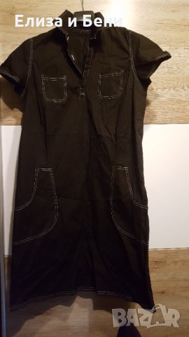 Черна макси рокля тип риза, с джобчета ХЛ, снимка 1 - Рокли - 35881404