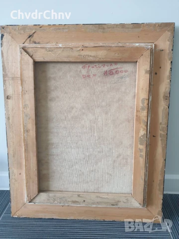 67х55см/голяма картина масло върху платно/есенен пейзаж/къща-река-дървета/дървена рамка, снимка 7 - Картини - 50896163