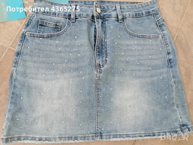 нов уникален модел дамска къса пола тип пола-панталон с камъчета