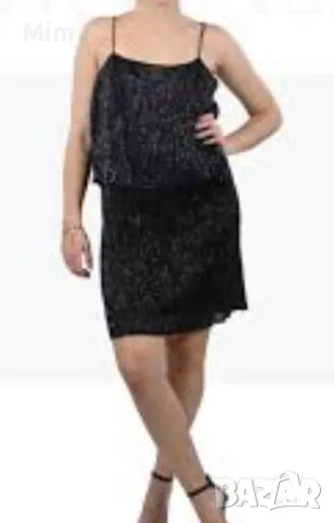 MANGO L Черна рокля с черни пайети 