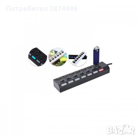 1003 USB Hub разклонител със 7 активни порта, снимка 6 - Други стоки за дома - 35796443