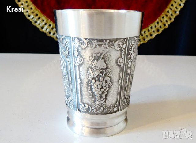 Чаша от калай за лов,грозде,ечемик и хмел, снимка 2 - Антикварни и старинни предмети - 38638653