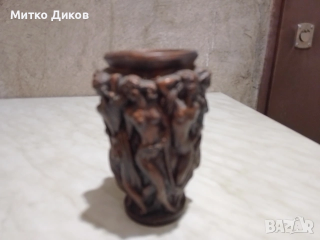 Art Nouveau Design Nympes ваза винтидж от патинирана теракота Н-230х80мм и ги 50х 55, снимка 6 - Вази - 53513386