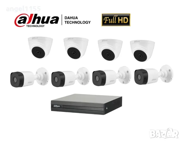 DAHUA Full HD 8 канален комплект - пентабридeн 8ch XVR DVR DAHUA + 8камери DAHUA 1080р Full HD