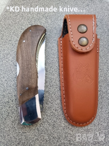 Сгъваем нож ръчно изработен + ПОДАРЪК кания, снимка 5 - Ножове - 51446545
