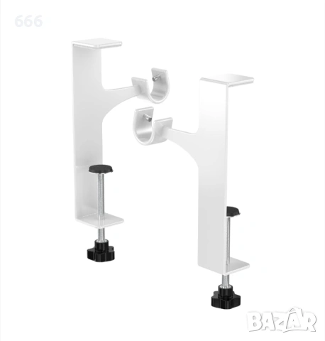 Комплект от 2 скоби за корнизи, без дупки, метални, бели, снимка 5 - Други стоки за дома - 53326935