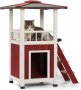 Двуетажна дървена къща за домашен любимец / къща за котки CHW2042010R1