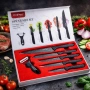 Комплект кухненски н о ж о в е Cheffinger – 6 части с мраморно покритие и магнитна кутия, снимка 1