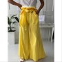 Дамски панталон със широк крачол в жълто , снимка 3