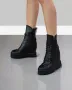 Боти на платформа - черна кожа, снимка 2