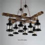 Полилей Ретро дървени висящи светлини 8 Винтидж желязна окачваща лампа, снимка 1 - Лампи за таван - 36170136