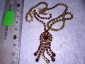 РАЗКОШНА СТАРИННА РЕТРО АРТ ДЕКО ПОЗЛАТЕНА БРОНЗОВА СКЪПОЦЕННА ОГЪРЛИЦА с КАМЪНИ ГРАНАТ 38656, снимка 7