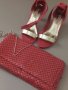 Дамски сандали и клъч цвят корал , снимка 1 - Дамски елегантни обувки - 41910731