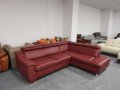 Червен кожен ъглов диван "GRACIA" - естествена кожа