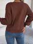 Небрежен едноцветен дамски плетен пуловер с квадратно деколте, 3цвята - 023 , снимка 12