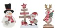 3 броя Дървени коледни фигурки за Коледна украса, Дядо Коледа, Снежен човвек и Елен