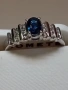 18 к. злато с диаманти и сапфир /златен пръстен бяло злато, снимка 1