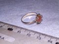 СРЕБЪРЕН АР ДЕКО СТИЛ СКЪПОЦЕНЕН ПРЪСТЕН СРЕБРО 925 с ШЛИФОВАН КАМЪК РОЗОВО КОТЕШКО ОКО 21661, снимка 8
