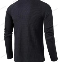 Мъжка едноцветна вафлена тениска с дълъг ръкав Henley, 8цвята - 023, снимка 15 - Тениски - 42069624