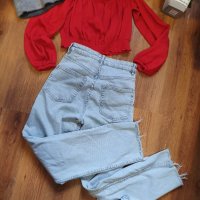 Лот H&M накъсани дънки и блузка размер S за 15 лева, снимка 11 - Дънки - 35934665