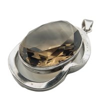 Уникална сребърна висулка с опушен цитрин, снимка 2 - Колиета, медальони, синджири - 42176071