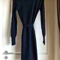 MANGO черна рокля плетиво с колан, снимка 2 - Рокли - 42480462