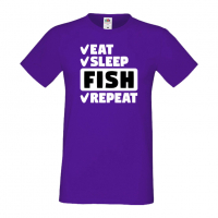 Мъжка тениска Fish 1,Eat,Sleep,Fish,Anime,Repeat,Ядене,Спане,Риба,Подарък,Повторение,Празник,, снимка 13 - Тениски - 36418956