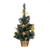 Коледна декоративна елха - саксия, Златни топки,20 Led светлини , снимка 1 - Декорация за дома - 34736940