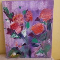 Продавам картина 7 Рози Маслени бои,, снимка 1 - Картини - 41913089