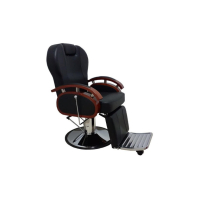 Бръснарски стол Apolo - черно и черно с оранжево, снимка 6 - Бръснарски столове - 44597798