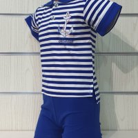 Ново детско моряшко комплектче: тениска с яка и котва + шорти 12-18 месеца, 18-24 месеца, снимка 6 - Комплекти за бебе - 33852656