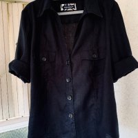 Черна ленена риза/туника SIXTH SENSE овързайз, снимка 6 - Ризи - 42136632