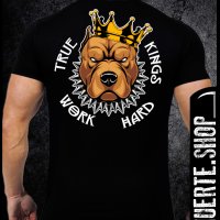 Черна тениска с щампа TRUE KINGS WORK HARD, снимка 1 - Тениски - 41699374