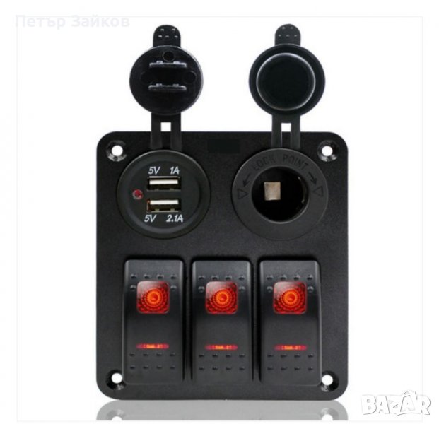 превключватели за осветление Морски клас Устойчив на пръски, UV устойчив 12-24 волта 3 превключвател, снимка 1