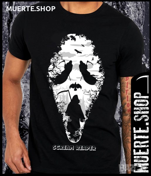 Черна тениска с щампа SCREAM REAPER, снимка 1