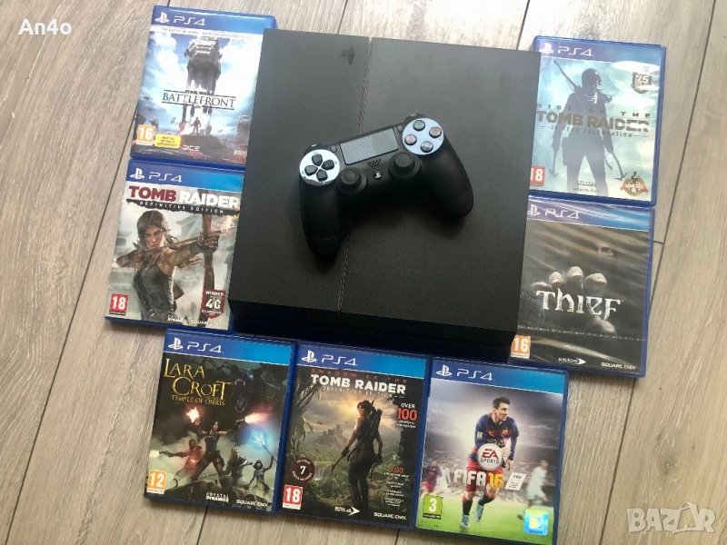 PlayStation 4 с джойстик 7 игри Tomb Raider, FIFA 16, Star Wars PS4, снимка 1